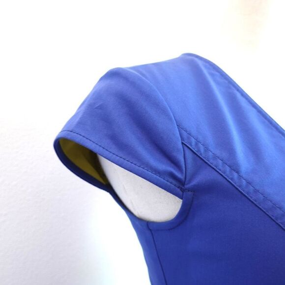 Marc New York Andrew Marc Bodycon Shift Dress Stitching Details Cap Sleeves Blue - Picture 9 of 16